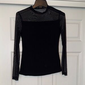 SHEIN Black Sheer Sleeve Blouse